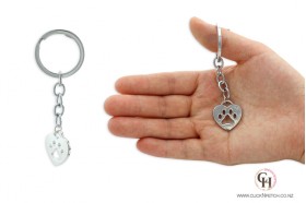 Heart Shaped Keychain with Cut Out Dog Paw Print