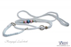 White Martingale Lead with gold fittings bead set #016