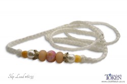 White slip lead with orange bead set #035