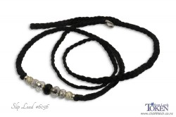 Black plaited dog show slip lead with Bead Set #056