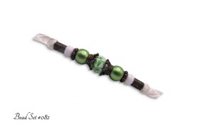 Green, White & Bronze Beads - Slip Lead #6082