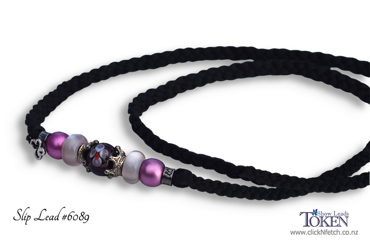 Mulberry Beaded Slip Lead #6089