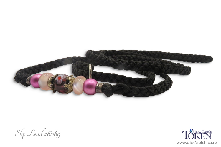 Mulberry Beaded Dog Show Slip Lead #6089
