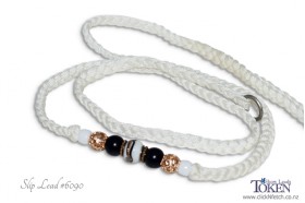 Black White & Gold Beaded Slip Lead #6090