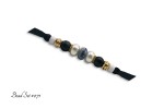 Bead Set #071 Silver Greys, Pearl Black & Gold Beads