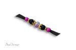 Hot Pink Black Gold Bead Set 097