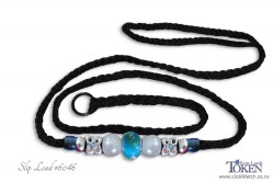 Black Slip Leash with blue Butterfly bead set #046