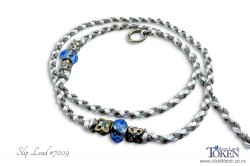 Grey & White Twist Slip Lead with Blue Butterfly Bead Set #009