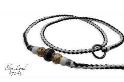 Black Show Dog Slip Lead with bead set #043)