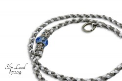 Grey & White Spiral Dog Show Slip Leash  (Bead Set #009)